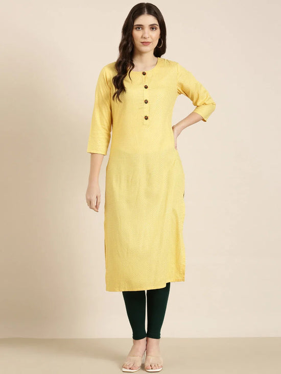 Women Yellow Floral Straight Kurta-GW-4199-Yellow