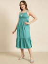 Women Turquoise Blue Solid Empire Dress-BC-BK-537-Turquoiseblue