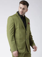 Hangup Men Standard Solid Men Formalwear-ArmyGreenBlazer