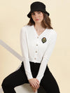 Women's White Solid Front-Open Sweater-CHN-82008-White