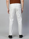 Genips Men's Off White Cotton Stretch Caribbean Slim Fit Solid Trousers Blue