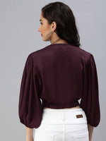 Women's Burgundy Solid Crop Top-AE-10291-Burgundy