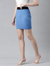 Women Blue Solid Pencil Skirt-TG-A-98-8-Blue