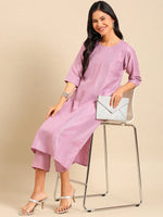 Women's Lavender Embroidered Kurta Set-SKC-839-Lavender