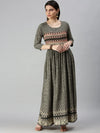 Women's Olive Printed Anarkali Kurta-GW2124-Olive