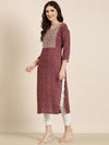 Women Maroon Geometrical Straight Kurta-AT-A1080-K-Maroon