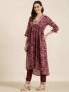 Women Magenta Floral Kurta Set-FS-3023-Magenta