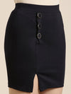 Women Navy Blue Solid Pencil Skirt-AE-10436-Navyblue