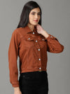 Women's Rust Solid Open Front Jacket-GZ-5577-Rust