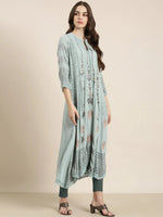 Women Blue Floral A-Line Kurta-RF-1597-Blue