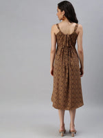 Women's Animal Camel Brown Fit and Flare Dress-AE-9921-Camelbrown