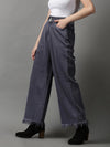 Women's Violet Solid Wide Leg Denim Jeans-IM-9772-Violet