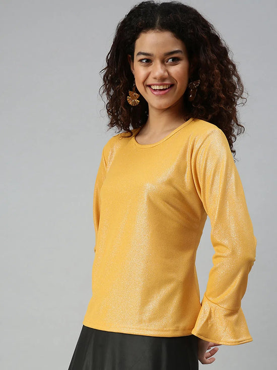 Women's Solid Mustard Top-AE-10203-Mustard