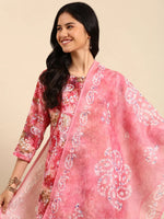 Women's Pink Tie Dye Kurta Set-SKC-937-Pink