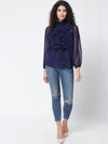 Navy Blue Ruffled Top