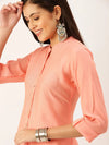 Women's Peach Solid Straight Kurta-DF-1196-Peach