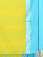 Lime Green Cotton Soft Saree With Contrasted Borders-MA62CT33720063