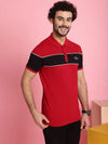 Venitian Men Printed Polo Neck Cut And Sew Cotton Red T-Shirt