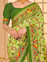 Saree Mall Women's Tussar  Light Green Printed Designer Saree With Blouse Piece-KESAR1002