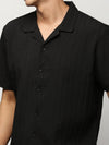 Men Black Striped Shirt-H-WAI-M197-1599-Black