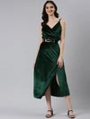 Women Green Solid A-Line Dress-HQ-105-Green