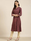 Women Maroon Geometrical A-Line Kurta-AT-A1048-Maroon