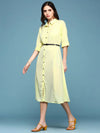 Women's Yellow Solid A-Line Dress-AE-444515-Yellow