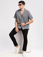 Men Cuban Collar Solid Grey Casual Shirt-CANDORE-2140-Grey