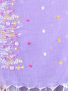 All Over Thread Floral Embroidery Lavender Cotton Saree-MA62CT33610075