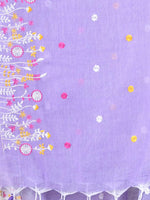 All Over Thread Floral Embroidery Lavender Cotton Saree-MA62CT33610075