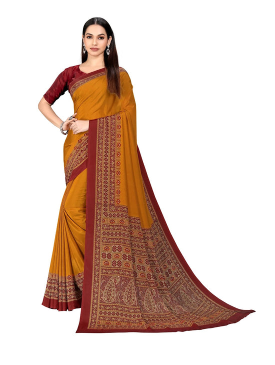 Vimla Women's Musturd Crepe Silk Uniform Saree with Blouse-5211_PM