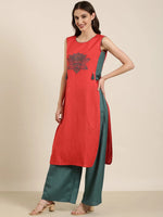 Women Red Solid Kurta Set-DW-5802-Red