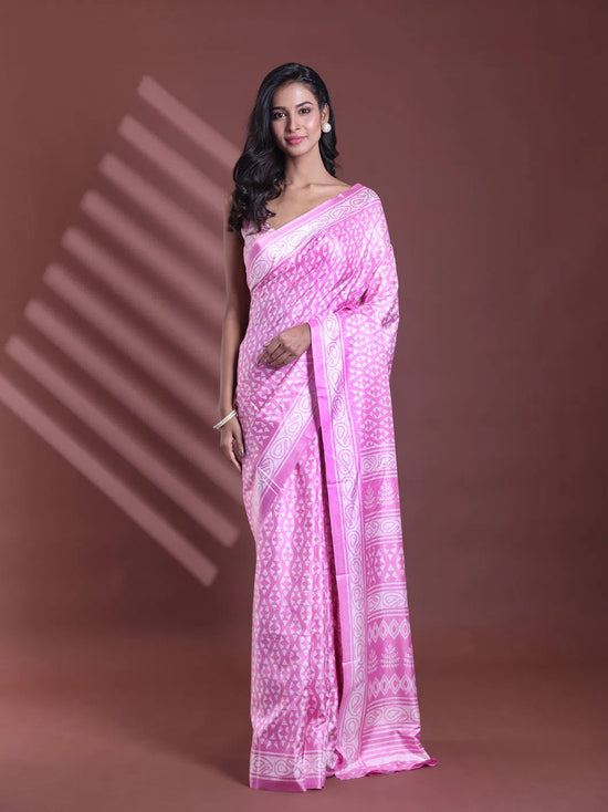 Pink Silk Soft Saree With Texture Print-MA60BSL01400066