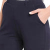 Smarty Pants Women's Cotton Lycra Straight Leg Navy Blue Color Formal Trouser