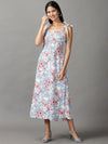 Women's Blue Floral A-Line Dress-AE-15683-Bluemulti