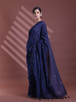 Navy Blue Pure Cotton Soft Saree With Sequined Work-MA59CT06510033