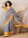 Ahika Women Grey Linen Ikat Printed Saree-VFSAR1017