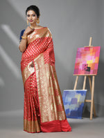 Rouge Pink Katan Silk Banarasi Saree With Ethnic Motifs And Zari Woven Designs-MA52KA441380080