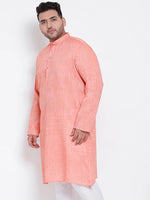 Hangup Men Standard Solid Men's Indian Wear-Orange_Linen_OnlyLongKurta