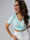 Women's Blue Tie Dye Crop Top-SH-108-Blue