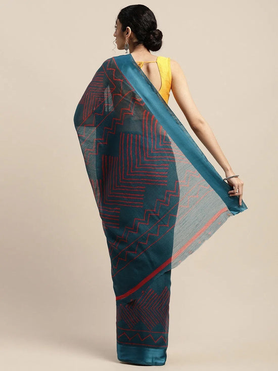 Blue Printed Art Silk Saree-VSAR1540a-Standard