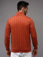 Men Orange Checked Sweatshirt-OTSS-19-Rust