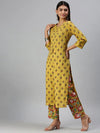 Women's Mustard Printed Kurta Sets-JP05-Mustard