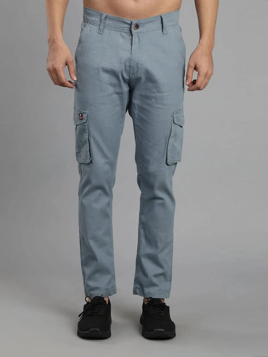 Solid Cargo Pants with 6 pockets-Blue-HC3014-30