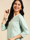 Women's Sea Green Solid Straight Kurta-GW-2040-Seagreen