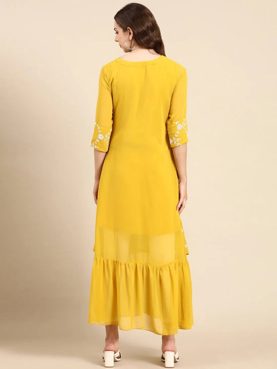 Women's Yellow Embellished Anarkali Kurta-SKC-1113-Yellow