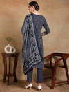 Ahika Women Navy Blue Viscose Rayon Printed Straight Kurta Pant Set