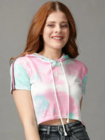 Women's Multi Tie Dye High-Low Crop Top-AE-10512-1-Multi