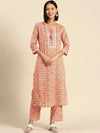 Kurta Pyajama with gota work in Peach Print