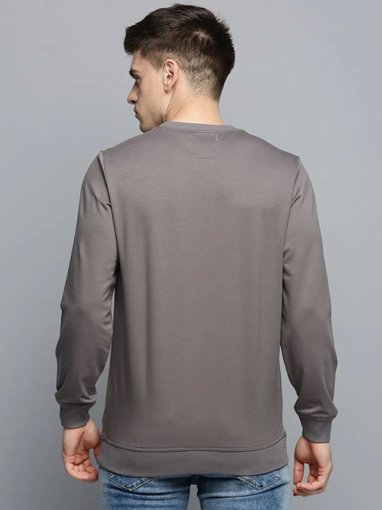 Men Grey Printed Casual Sweatshirt-BP-1410-Grey